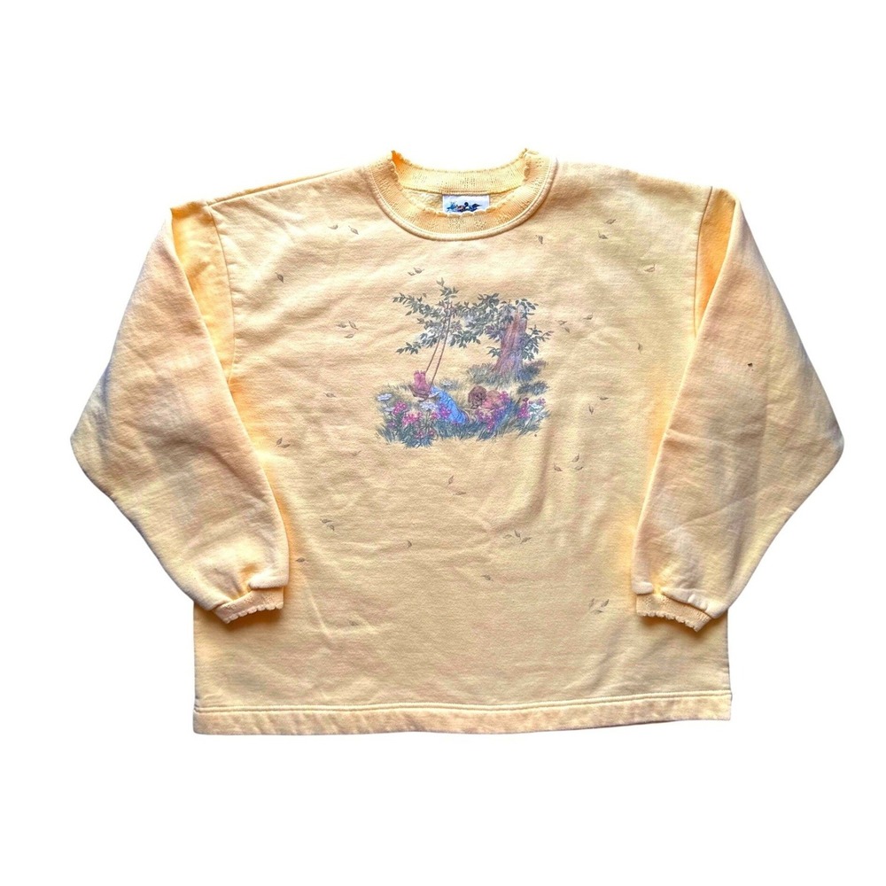 Northern Reflections Women Vintage Sweatshirt Nature Scene XL Yellow Cottagecore